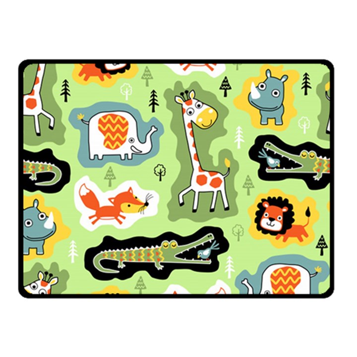 Seamless-pattern-with-wildlife-animals-cartoon Two Sides Fleece Blanket (Small)