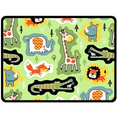 Seamless-pattern-with-wildlife-animals-cartoon Two Sides Fleece Blanket (large)