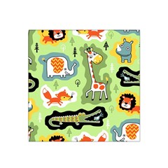 Seamless-pattern-with-wildlife-animals-cartoon Satin Bandana Scarf 22  X 22  by Simbadda