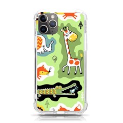 Seamless-pattern-with-wildlife-animals-cartoon Iphone 11 Pro 5 8 Inch Tpu Uv Print Case by Simbadda