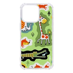 Seamless-pattern-with-wildlife-animals-cartoon Iphone 13 Pro Tpu Uv Print Case