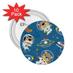 Seamless-pattern-funny-astronaut-outer-space-transportation 2 25  Buttons (10 Pack)  by Simbadda