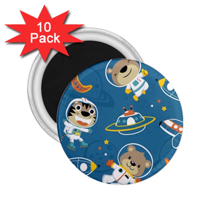 Seamless-pattern-funny-astronaut-outer-space-transportation 2.25  Magnets (10 pack) 