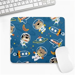 Seamless-pattern-funny-astronaut-outer-space-transportation Large Mousepad by Simbadda