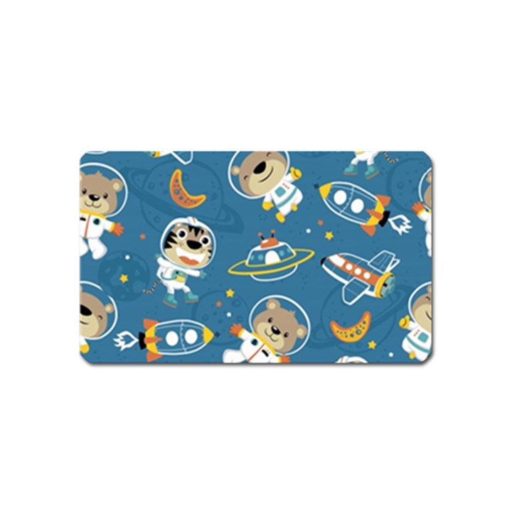 Seamless-pattern-funny-astronaut-outer-space-transportation Magnet (Name Card)