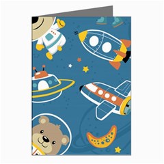 Seamless-pattern-funny-astronaut-outer-space-transportation Greeting Cards (pkg Of 8) by Simbadda