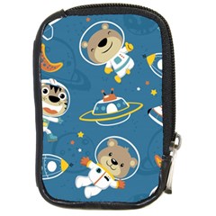 Seamless-pattern-funny-astronaut-outer-space-transportation Compact Camera Leather Case by Simbadda