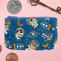 Seamless-pattern-funny-astronaut-outer-space-transportation Large Coin Purse by Simbadda