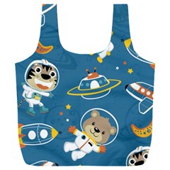 Seamless-pattern-funny-astronaut-outer-space-transportation Full Print Recycle Bag (xxxl) by Simbadda