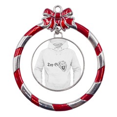 (2)dx Hoodie  Metal Red Ribbon Round Ornament by Alldesigners