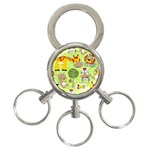 Funny Animals Cartoon 3-Ring Key Chain Front