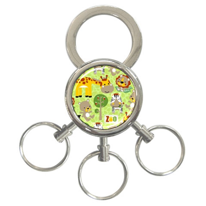 Funny Animals Cartoon 3-Ring Key Chain