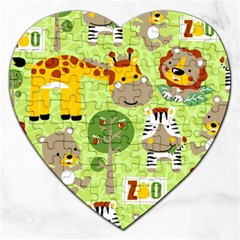 Funny Animals Cartoon Jigsaw Puzzle (heart) by Simbadda