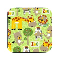 Funny Animals Cartoon Square Metal Box (black) by Simbadda