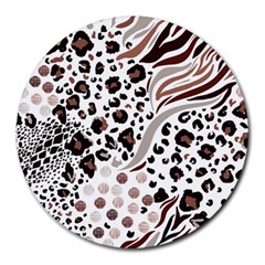 Mix Animal Skin Prints Seamless Pattern Vector Round Mousepad