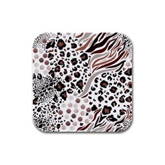 Mix Animal Skin Prints Seamless Pattern Vector Rubber Square Coaster (4 pack)