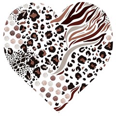 Mix Animal Skin Prints Seamless Pattern Vector Wooden Puzzle Heart