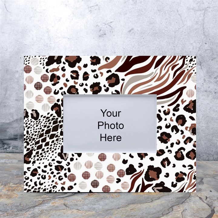 Mix Animal Skin Prints Seamless Pattern Vector White Tabletop Photo Frame 4 x6 