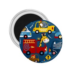 Seamless Pattern Vehicles Cartoon With Funny Drivers 2 25  Magnets by Simbadda