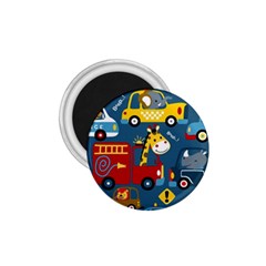 Seamless Pattern Vehicles Cartoon With Funny Drivers 1 75  Magnets by Simbadda