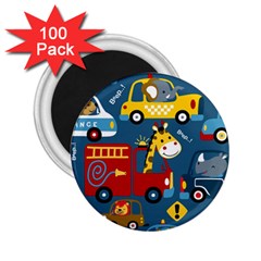 Seamless Pattern Vehicles Cartoon With Funny Drivers 2 25  Magnets (100 Pack)  by Simbadda