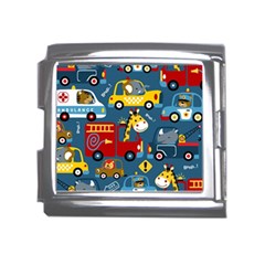 Seamless Pattern Vehicles Cartoon With Funny Drivers Mega Link Italian Charm (18mm) by Simbadda