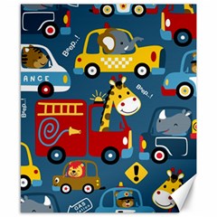 Seamless Pattern Vehicles Cartoon With Funny Drivers Canvas 8  X 10  by Simbadda