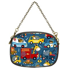 Seamless Pattern Vehicles Cartoon With Funny Drivers Chain Purse (one Side) by Simbadda