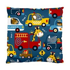 Seamless Pattern Vehicles Cartoon With Funny Drivers Standard Cushion Case (two Sides) by Simbadda