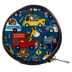 Seamless Pattern Vehicles Cartoon With Funny Drivers Mini Makeup Bag by Simbadda