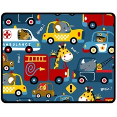 Seamless Pattern Vehicles Cartoon With Funny Drivers Fleece Blanket (medium) by Simbadda