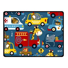 Seamless Pattern Vehicles Cartoon With Funny Drivers Fleece Blanket (small) by Simbadda