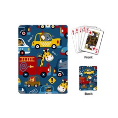 Seamless Pattern Vehicles Cartoon With Funny Drivers Playing Cards Single Design (mini) by Simbadda