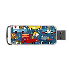 Seamless Pattern Vehicles Cartoon With Funny Drivers Portable Usb Flash (two Sides) by Simbadda