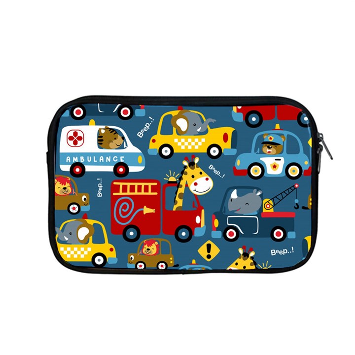 Seamless Pattern Vehicles Cartoon With Funny Drivers Apple MacBook Pro 13  Zipper Case