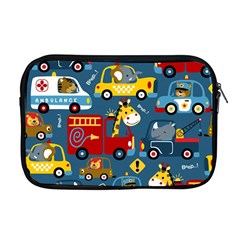 Seamless Pattern Vehicles Cartoon With Funny Drivers Apple Macbook Pro 17  Zipper Case by Simbadda