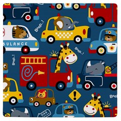 Seamless Pattern Vehicles Cartoon With Funny Drivers Uv Print Square Tile Coaster  by Simbadda