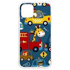 Seamless Pattern Vehicles Cartoon With Funny Drivers Iphone 12/12 Pro Tpu Uv Print Case by Simbadda