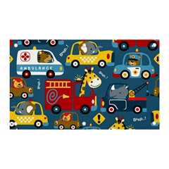 Seamless Pattern Vehicles Cartoon With Funny Drivers Banner And Sign 5  X 3  by Simbadda