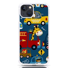 Seamless Pattern Vehicles Cartoon With Funny Drivers Iphone 13 Tpu Uv Print Case by Simbadda