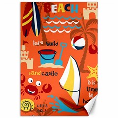 Seamless Pattern Vector Beach Holiday Theme Set Canvas 12  X 18  by Simbadda