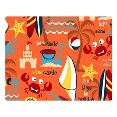 Seamless Pattern Vector Beach Holiday Theme Set Two Sides Premium Plush Fleece Blanket (large) by Simbadda