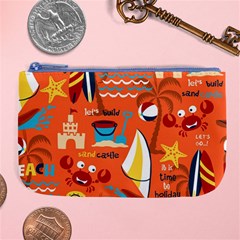 Seamless Pattern Vector Beach Holiday Theme Set Large Coin Purse by Simbadda