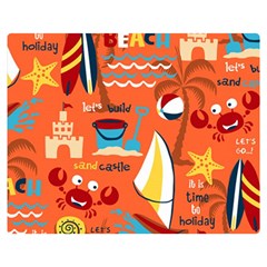 Seamless Pattern Vector Beach Holiday Theme Set Premium Plush Fleece Blanket (medium) by Simbadda