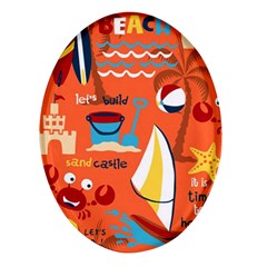 Seamless Pattern Vector Beach Holiday Theme Set Oval Glass Fridge Magnet (4 Pack) by Simbadda