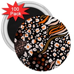 Trendy Mix Animal Skin Prints 3  Magnets (100 Pack) by Simbadda