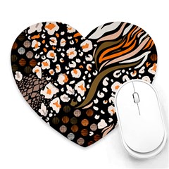 Trendy Mix Animal Skin Prints Heart Mousepad by Simbadda