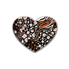 Trendy Mix Animal Skin Prints Rubber Heart Coaster (4 Pack) by Simbadda