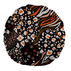 Trendy Mix Animal Skin Prints Large 18  Premium Flano Round Cushions by Simbadda