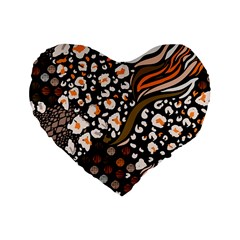 Trendy Mix Animal Skin Prints Standard 16  Premium Flano Heart Shape Cushions by Simbadda